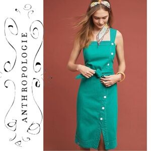 Maeve for Anthropologie Elizabeth Button Front Dress in Green size 2 NWT